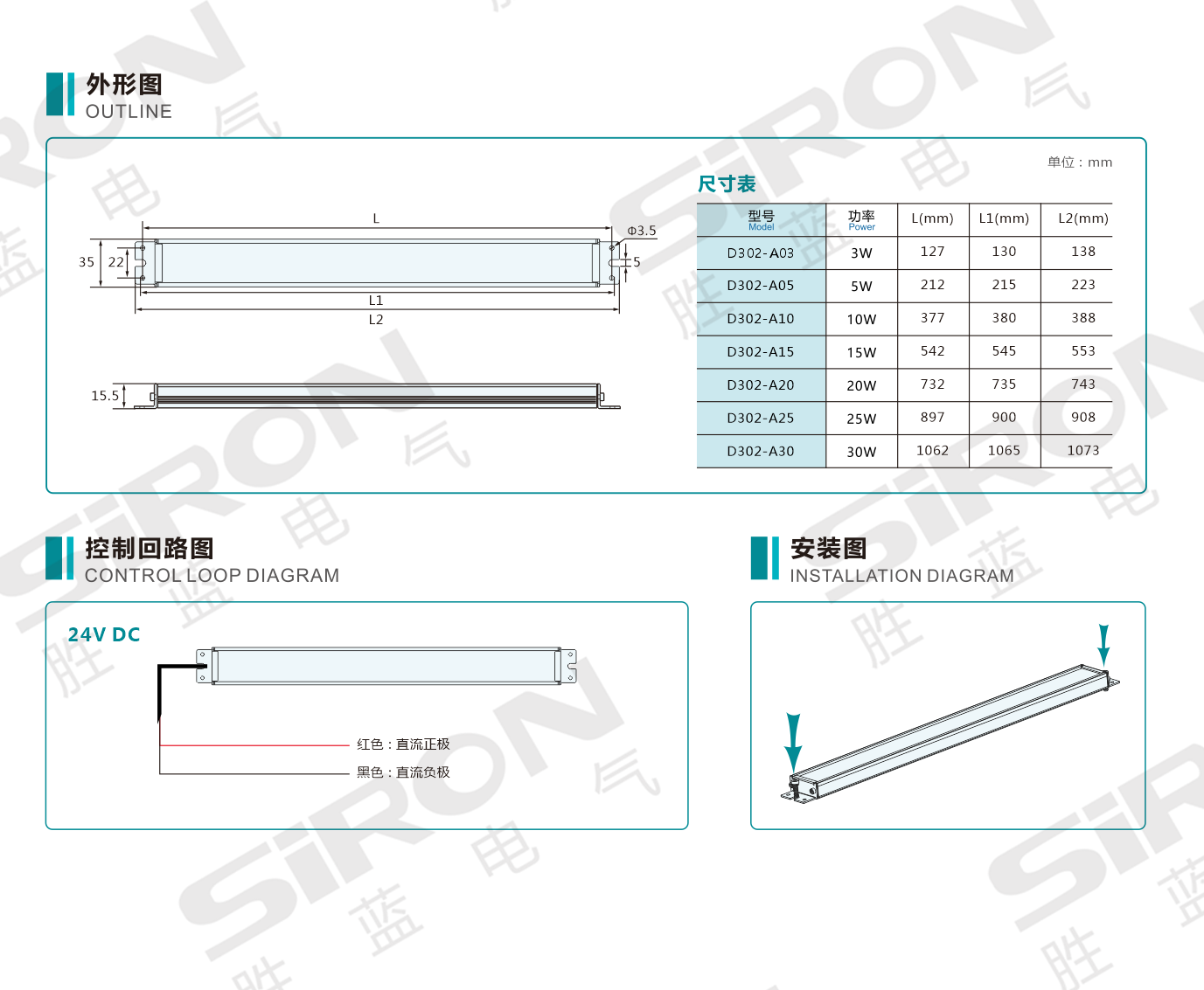 Bản vẽ kích thước đèn tủ điện D302-A